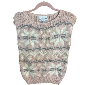 Vintage Currants Jeri-Jo Hand Loomed Fair Isle Knit Sweater Vest S Grandma Core